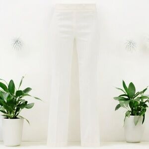 NWT Giambattista Valli Cotton-Blend Center-Pleat Flat-Front Trousers in Ivory 12